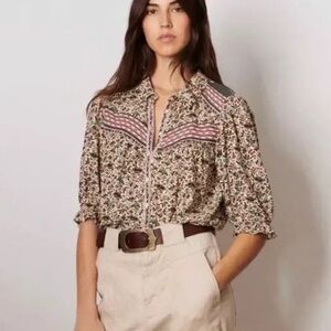 BA&SH Chemise Mel Floral-Print Crepe Blouse - - Size 0 (US 2)- Pristine